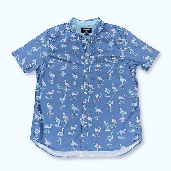 chubbies Other - Chubbies Mingos Flamingo Short Sleeve Button Down Shirt Mens XL Cotton Blue Pink